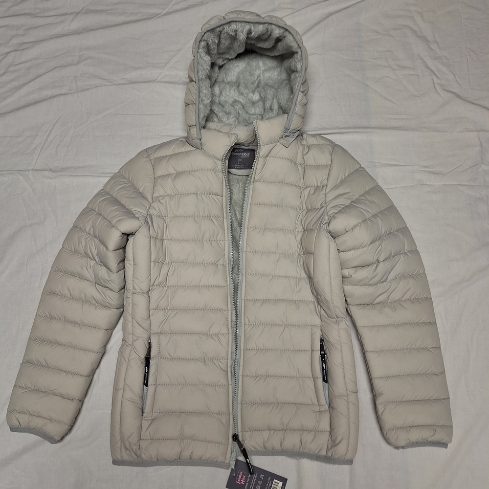 Kids Puffer Jacket in Light Gray